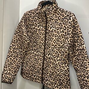 Lands' End Leopard Print Quilted Jacket, Size XS